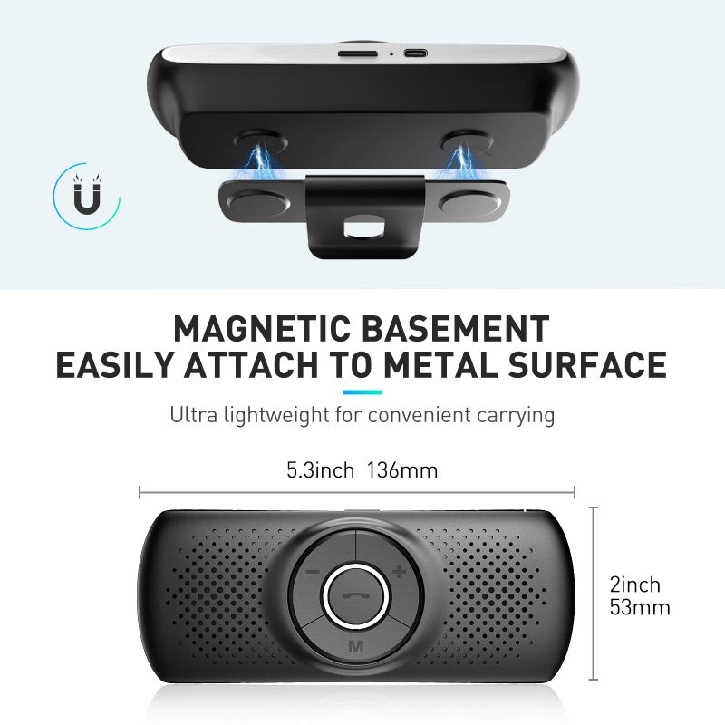 AGPTEK Car Speaker with Bluetooth 5.3, Hands Free Phone Kit for Calls, GPS & Music with TF Card Slot, Instant Connect, Siri Google Assistant Support Wireless Car Visor Clip Speakerphone (Black) - Image 5